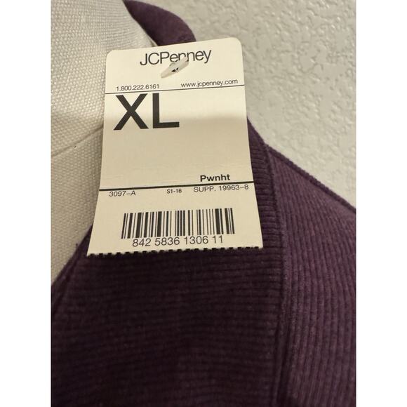 St John’s Bay Ribbed Polo Tunic Top Purple Wine Autumn Cozy Fall Relaxed XL - Picture 3 of 10